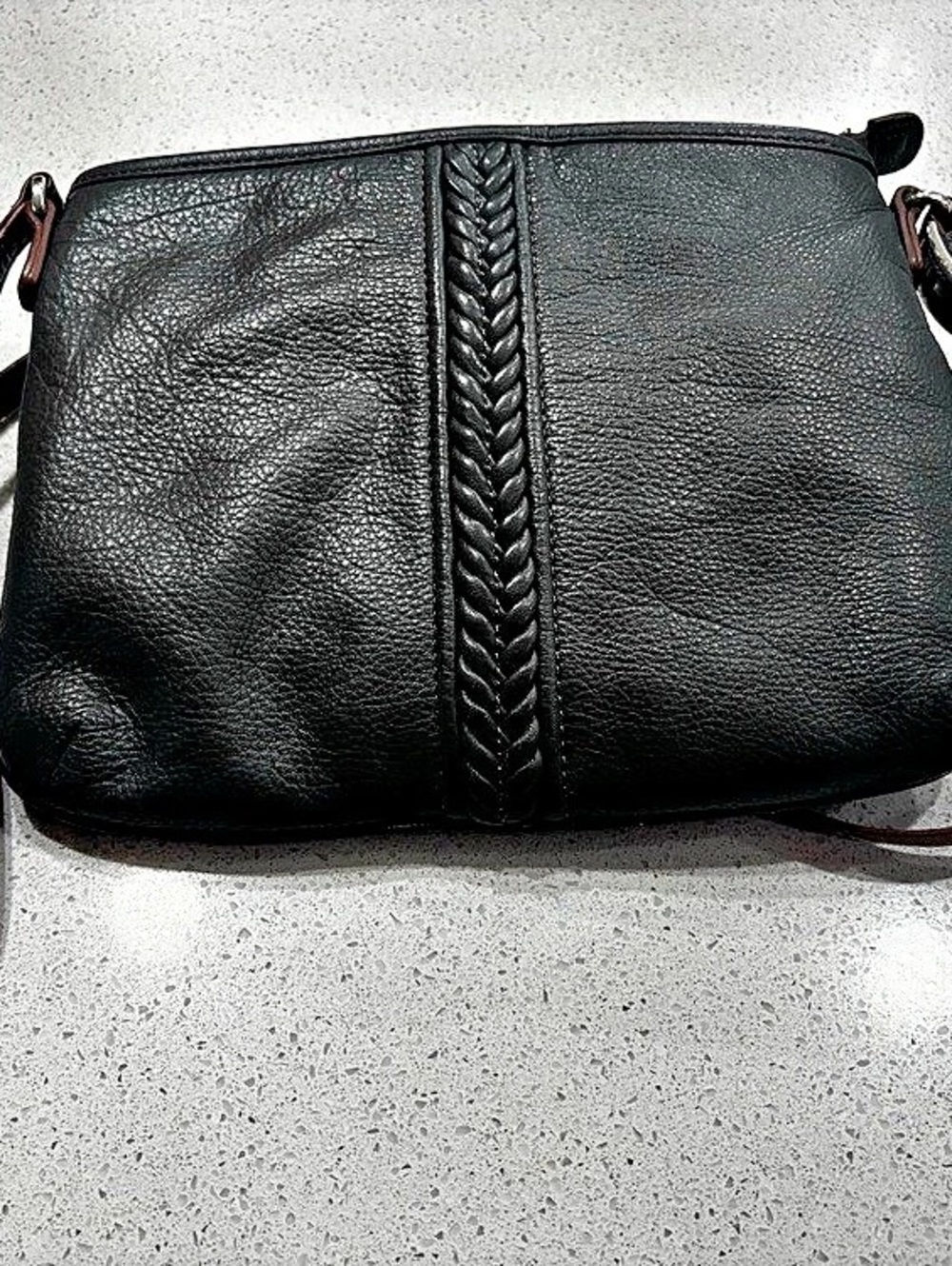 Brighton Leather Gray & Brown Crossbody Bag